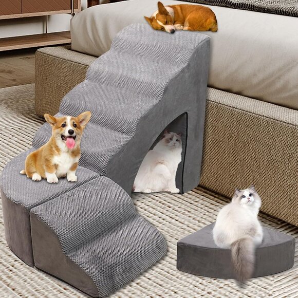 Foam Dog Stairs & Steps Ramps for High Beds 30 inches Tall for Small Dogs and Ca - Picture 2 of 9